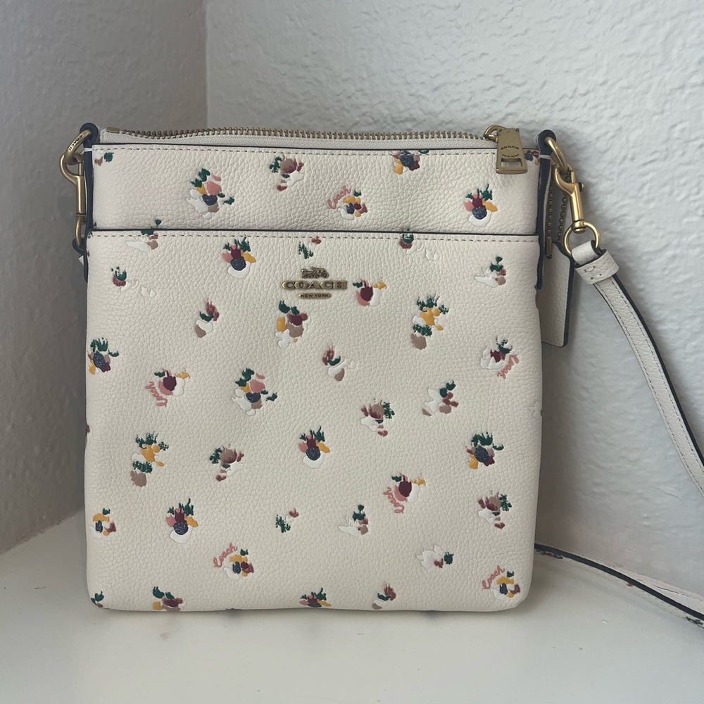 Coach White With Colorful Pattern Crossbody Bag